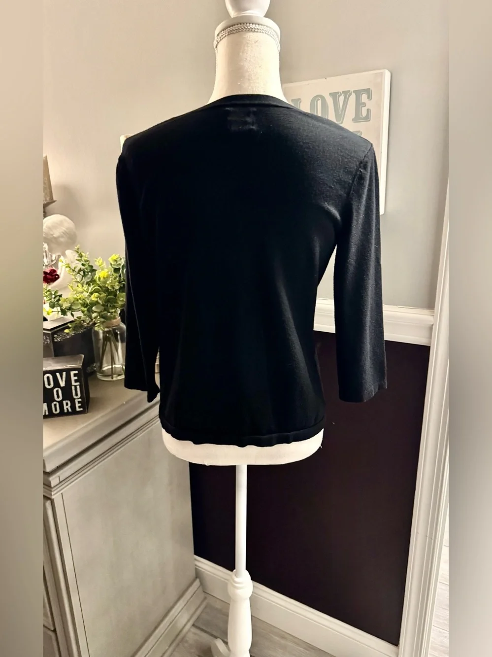 Chico’s Black 3/4 Sleeve Button Front Cardigan | Size 1 (M)